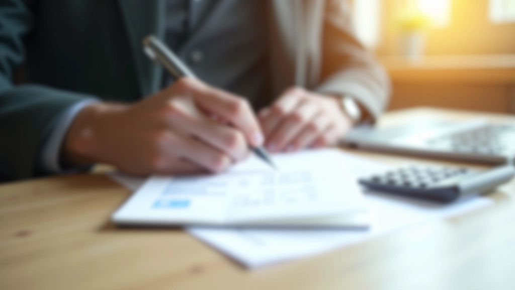 Rukou psaný zápis finančních údajů do sešitu s tužkou a kalkulačkou