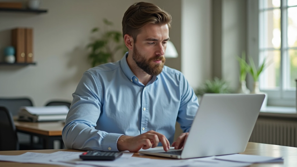 Osoba pracující s tabulkou a kalkulačkou